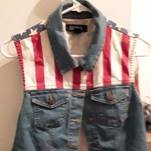 American flag jean vest